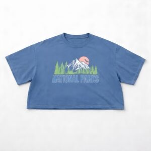 Full Tilt Blue National Parks Graphic Cropped Tee
